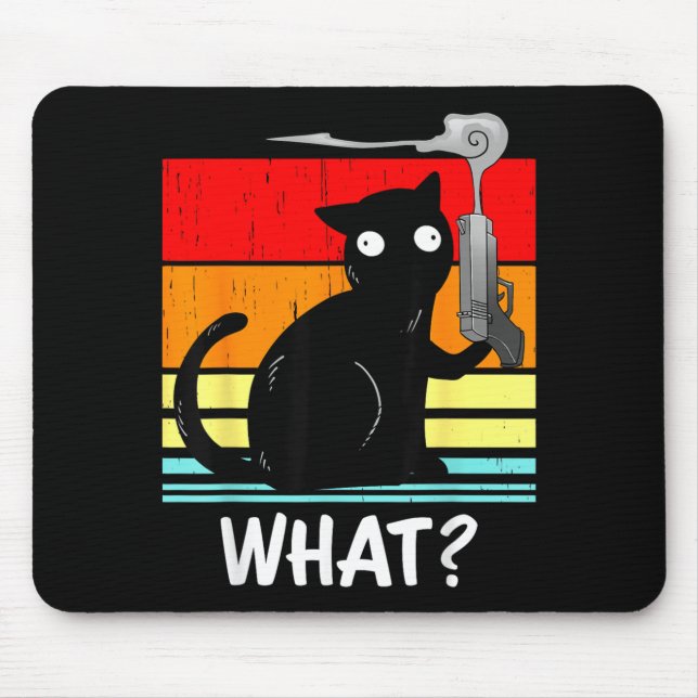 Cat What_ Murderous Black Cat With Gun Halloween Mouse Mat (Front)