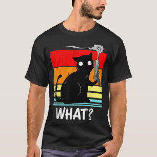 Cat What_ Murderous Black Cat With Gun Halloween T-Shirt