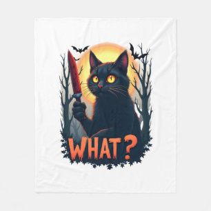 Cat What Murderous Black Cat With Knife Costume Ha Fleece Blanket