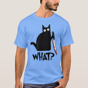 Cat What Murderous Black Cat With Knife Gift Premi T-Shirt