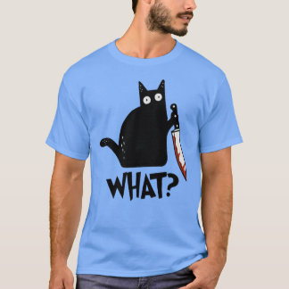 Cat What Murderous Black Cat With Knife Gift Premi T-Shirt