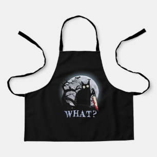 Cat What Murderous Black Cat With Knife Halloween Apron