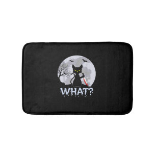Cat What_ Murderous Black Cat With Knife Halloween Bath Mat