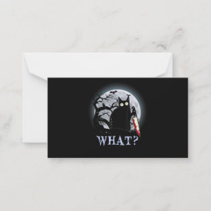 Cat What Murderous Black Cat With Knife Halloween Card
