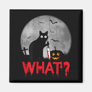 Cat What_ Murderous Black Cat With Knife Halloween Magnet