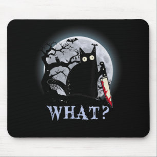 Cat What Murderous Black Cat With Knife Halloween Mouse Mat