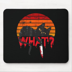 Cat What_ Murderous Black Cat With Knife Halloween Mouse Mat