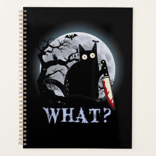 Cat What Murderous Black Cat With Knife Halloween Planner