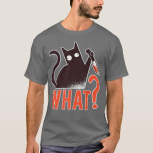 Cat What Murderous Black Cat With Knife Halloween  T-Shirt