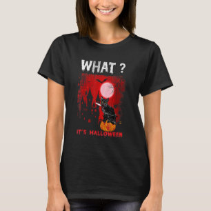 Cat What  Murderous Black Cat with Knife Halloween T-Shirt