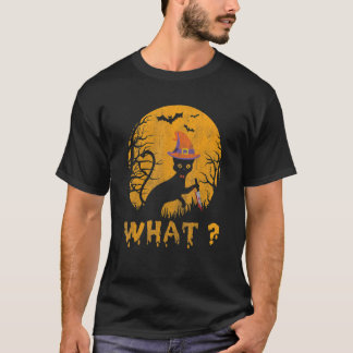 Cat What  Murderous Black Cat With Knife Halloween T-Shirt