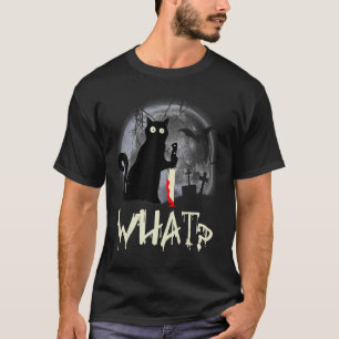 Cat What Murderous Black Cat With Knife Halloween T-Shirt