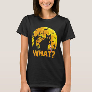 CAT WHAT Murderous Black Cat With Knife Halloween T-Shirt