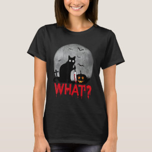 Cat What Murderous Black Cat with Knife Halloween T-Shirt