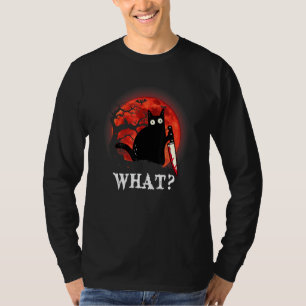 Cat What Murderous Black Cat With Knife T-Shirt