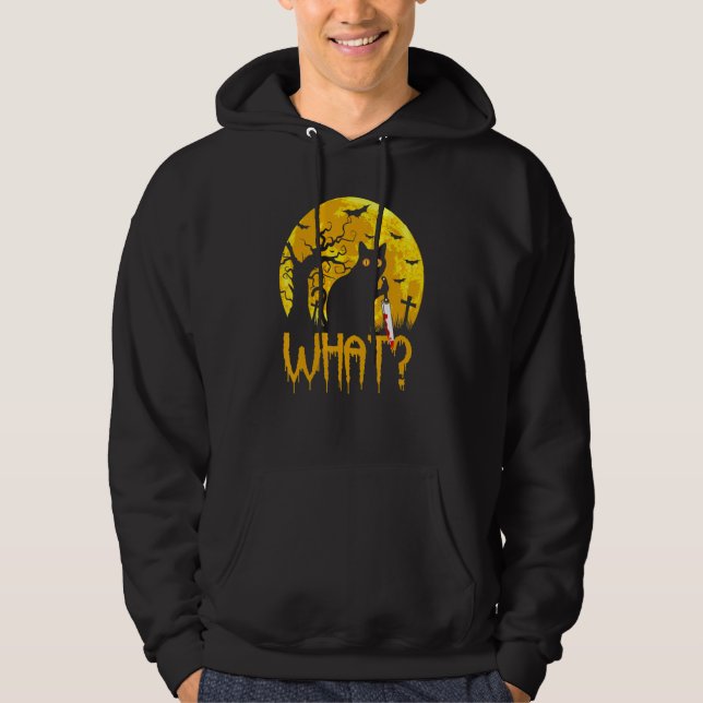 Cat What Murderous Black Cats With Knife Halloween Hoodie (Front)