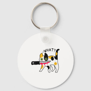 Cat What_ Murderous Calico Cat With Knife Hallowee Key Ring