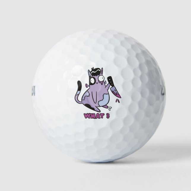 Cat What - Murderous Cat - Zombie Cat Golf Balls (Front)
