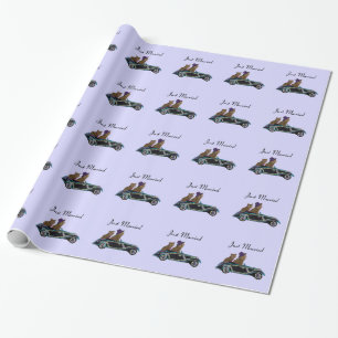 Cat Wheels Just Married Wrapping Paper