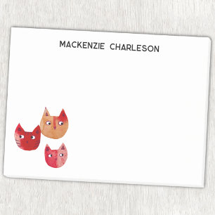 Cat whimsical Fun Personalised Name Post-it Notes