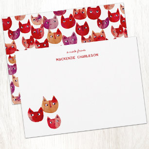 Cat Whimsical Fun Personalised Watercolor Card