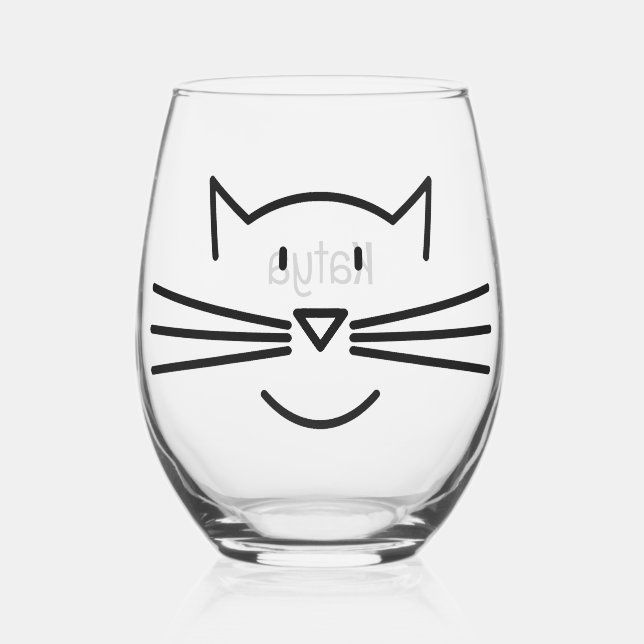 Cat Whiskers Design Wine Glass (Front)