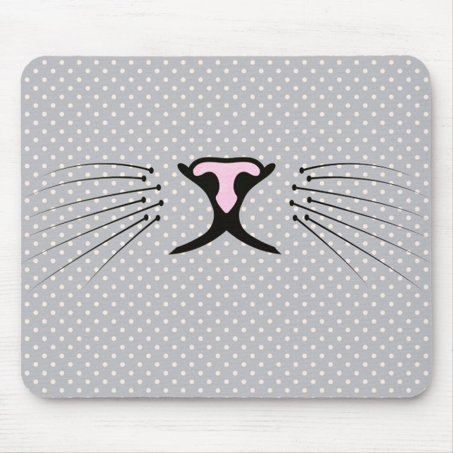 Cat Whiskers on Polka Dots Mouse Mat (Front)