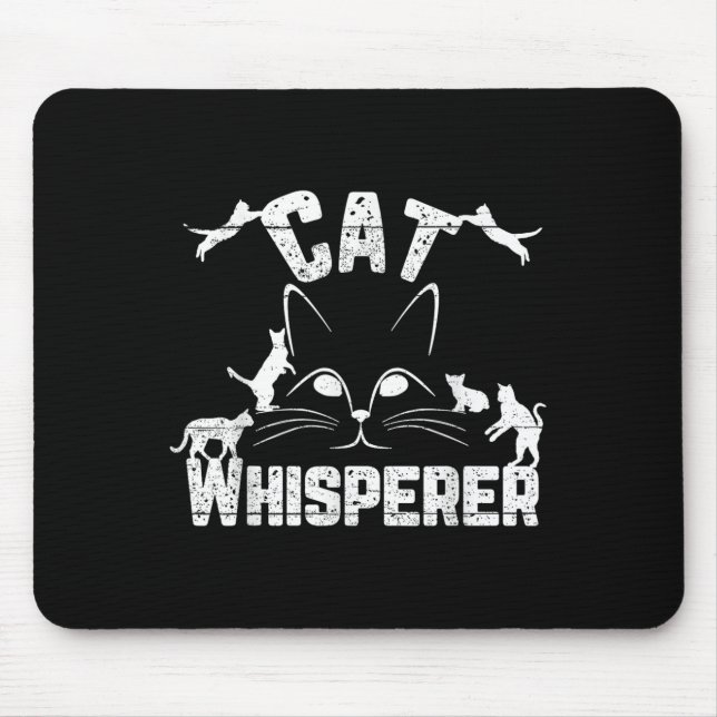 Cat Whisperer Funny Cat Lover Kitty Face Distresse Mouse Mat (Front)