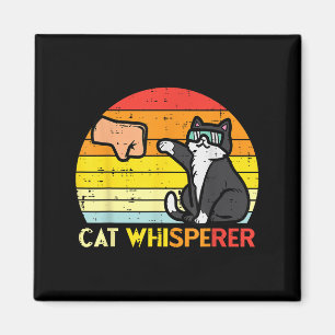 Cat Whisperer Man Paw Fist Bump Sunset Retro Men W Magnet