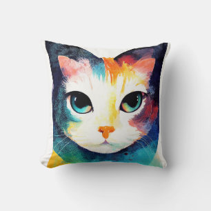 Cat Wild Nature Animal Color Art Painting Cushion