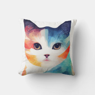 Cat Wild Nature Animal Color Art Painting Cushion