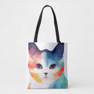 Cat Wild Nature Animal Color Art Painting Tote Bag