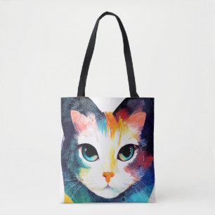 Cat Wild Nature Animal Color Art Painting Tote Bag