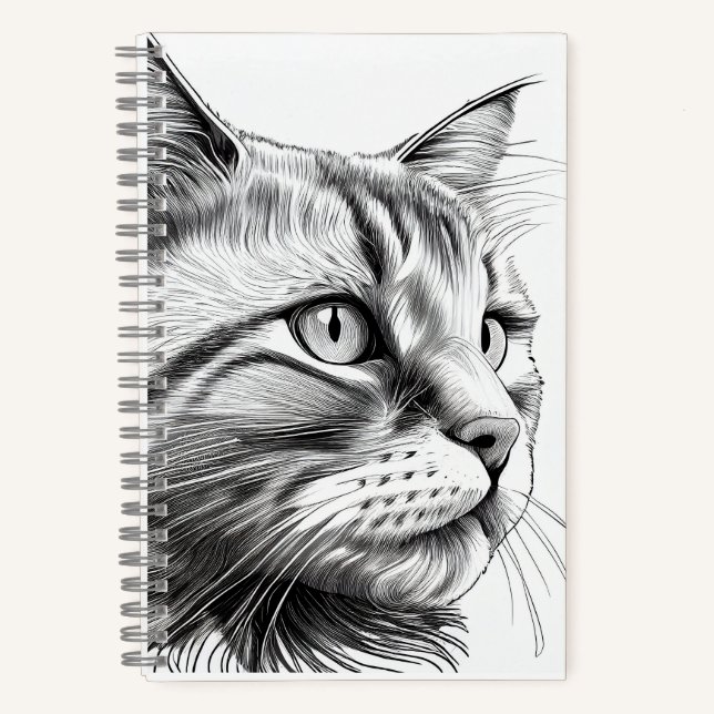 Cat Wild Nature Animal Illustration Art Drawing Notebook (Front)