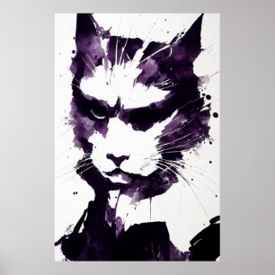 Cat Wild Nature Free Spirit Art Brush Painting Poster