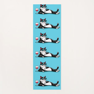 CAT & WINE FUNNY YOGA MAT 