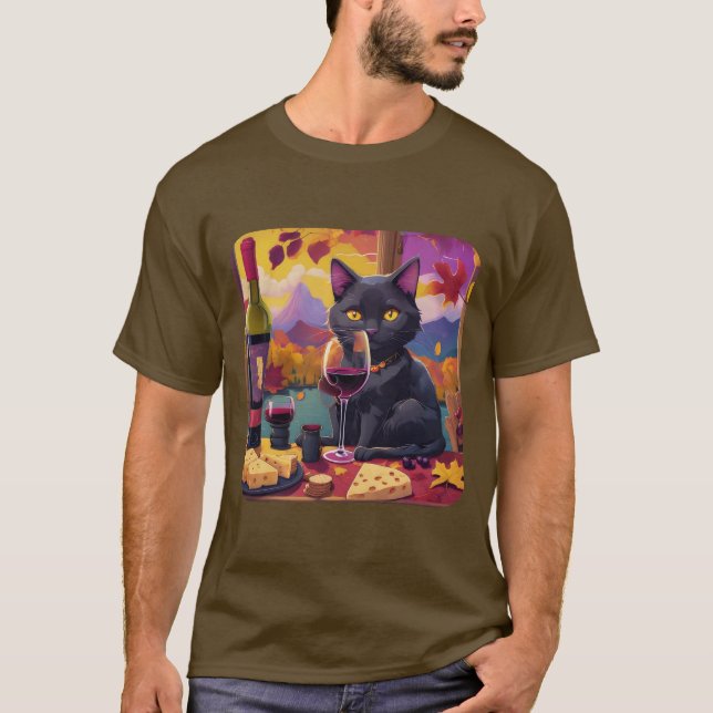 Cat & Wine T-Shirt (Front)