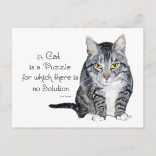 Cat Wisdom - a Cat is a Puzzle Postcard