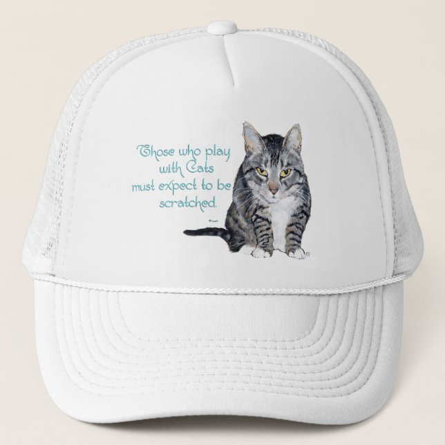 Cat Wisdom - Playing to be Scratched? Trucker Hat (Front)