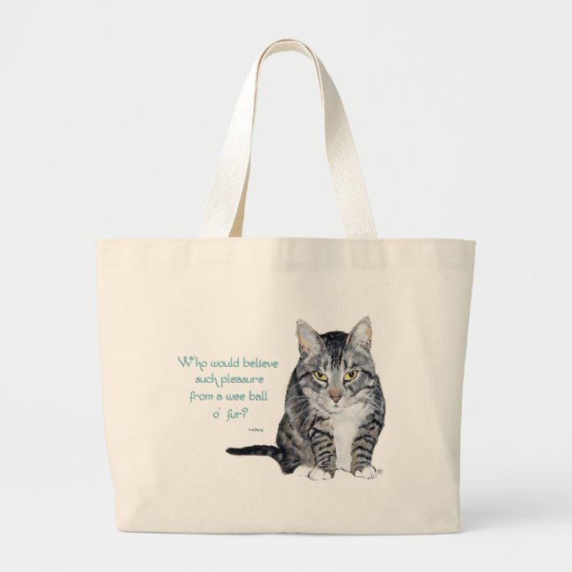 Cat Wisdom - Who would believe? Large Tote Bag (Front)
