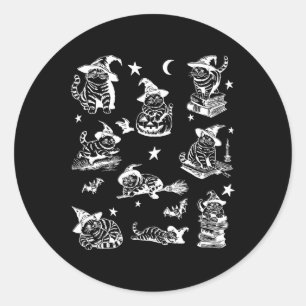 Cat Witch Halloween Cat Pumpkin Salem Witch Cat Lo Classic Round Sticker