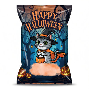 Cat Witch Halloween Chip Bag Wrappers Party Favour Notepad