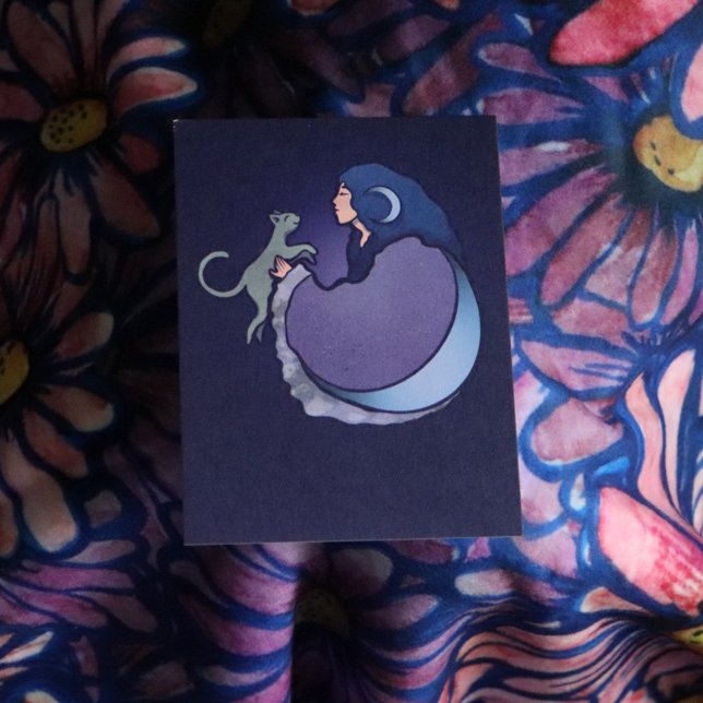 Cat Witch Moon Goddess Wiccan Cat Person Card (Creator Uploaded)