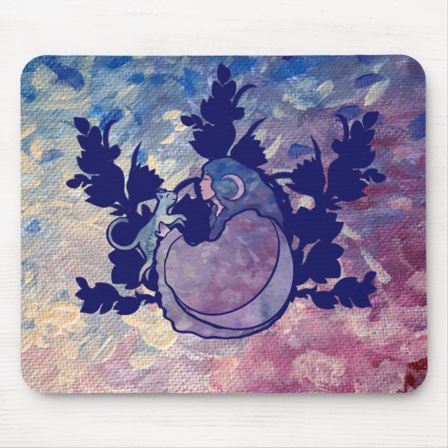 Cat Witch Moon Goddess Wiccan Cat Person Mouse Mat (Front)