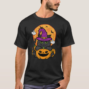 Cat Witch Pumpkin Halloween Costume Girls Kids Tod T-Shirt