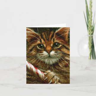 Cat with a Candy Cane Note Card