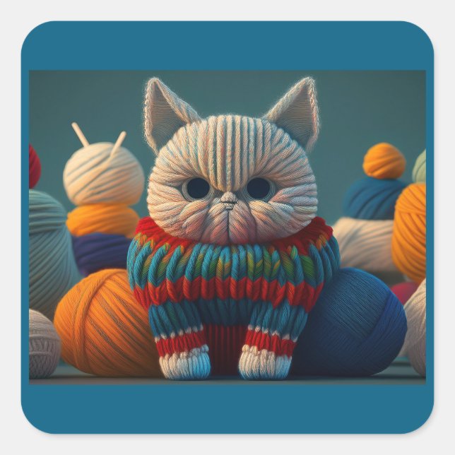 Cat With A "Capital "A" Attitude Square Sticker (Front)