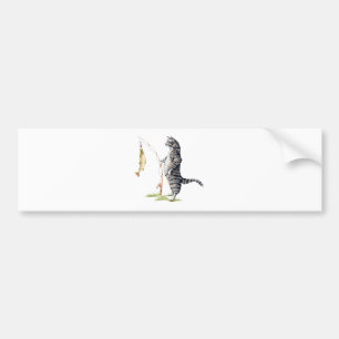 Cat with a Fish Bumper Sticker