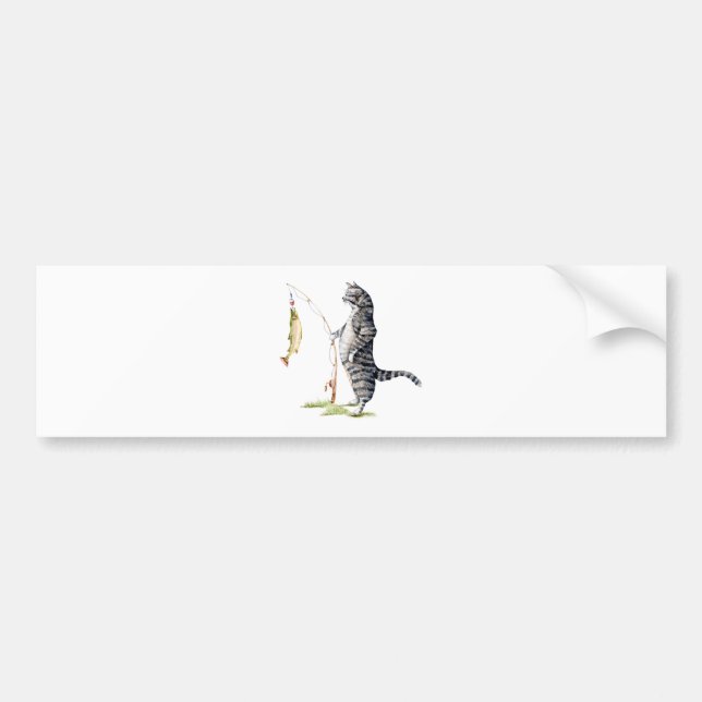 Cat with a Fish Bumper Sticker (Front)