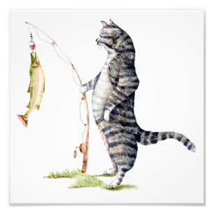 Cat with a Fish Photo Print